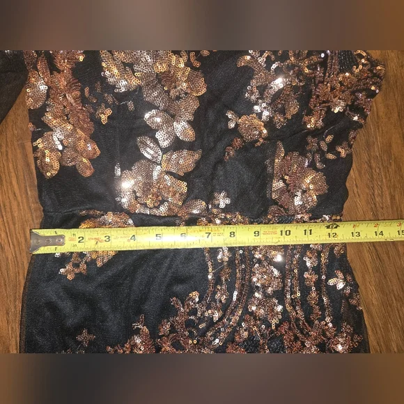 Fashion Nova All Nighter Long Sleeve Sequin Gown With High Thigh Split Small - Picture 9 of 12